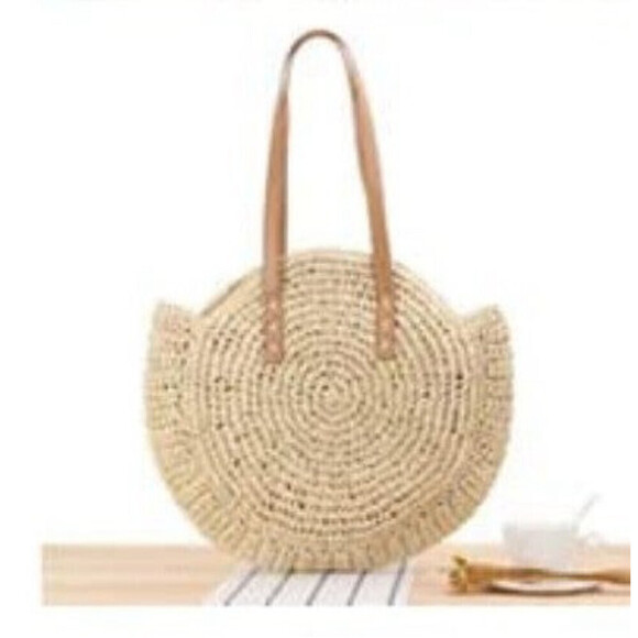 Geometric Pattern Beach Bag In Khaki - Picture 2 of 8